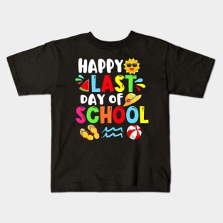 Happy Last Day Of School Summer Time Cute Sun Students Funny Kids T-Shirt